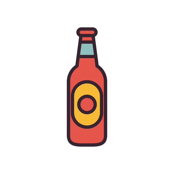 Лінія пляшки пива та значок стилю наповнення Векторний дизайн — стоковий вектор
