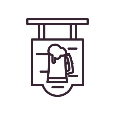 Ahşap pankart çizgisi biçim vektör tasarımında bira camı