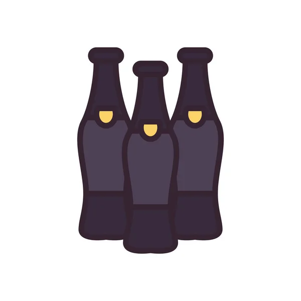 ビールボトルラインと充填スタイルのアイコンベクトルデザイン — ストックベクタ