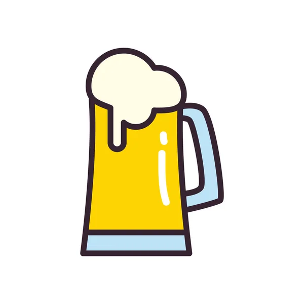 Línea de vidrio de cerveza y diseño de vectores icono de estilo de relleno — Vector de stock