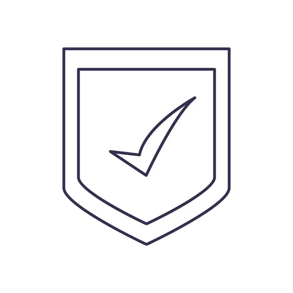 Check mark on shield line style icon vector design