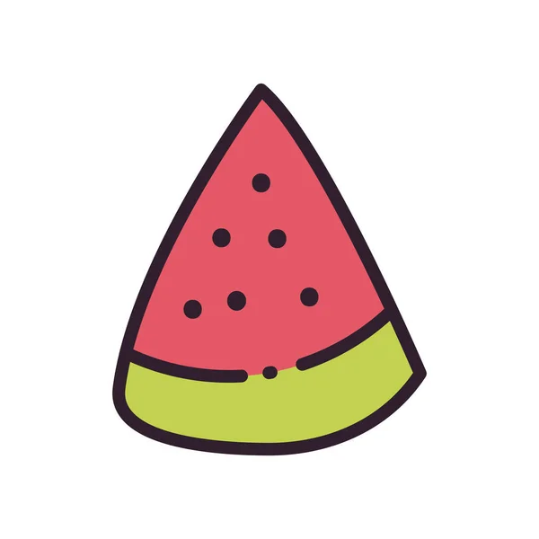 Enchimento de frutas de melancia isolada e design de vetor ícone de estilo de linha — Vetor de Stock
