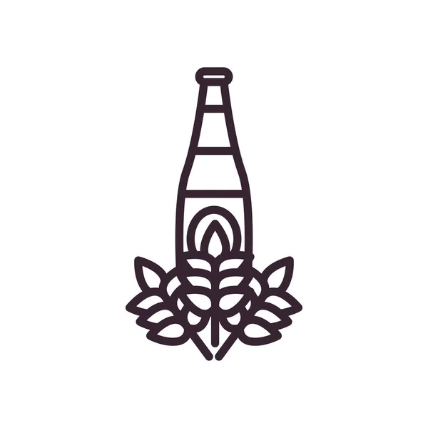 Botol bir dengan desain vektor ikon gaya telinga gandum - Stok Vektor