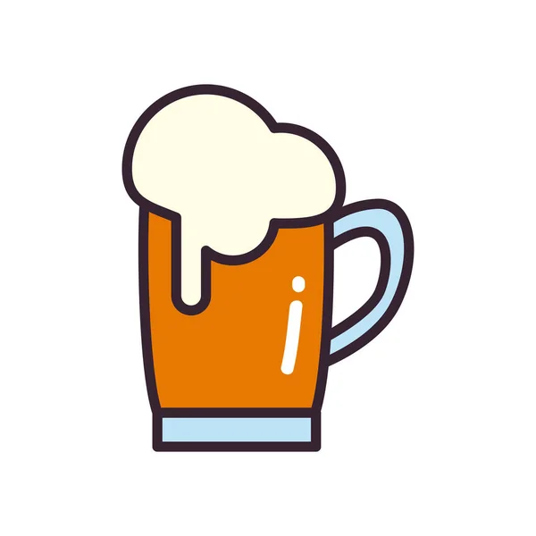 Línea de vidrio de cerveza y diseño de vectores icono de estilo de relleno — Archivo Imágenes Vectoriales