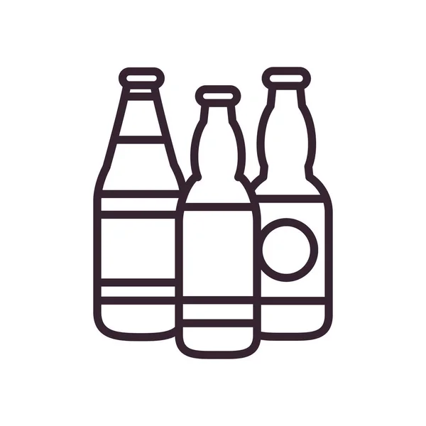 Öl flaskor linje stil ikon vektor design — Stock vektor