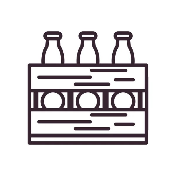 Beer bottles inside box line style icon vector design — Stock Vector