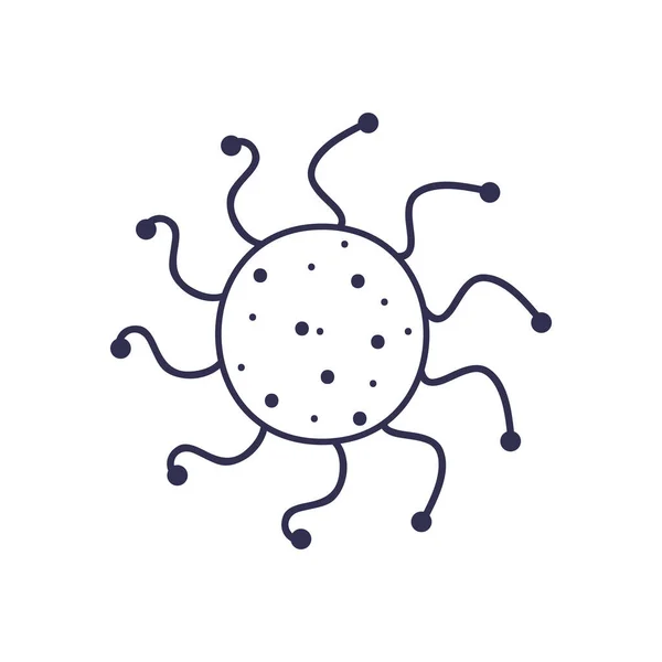 Covid aislado 19 estilo de línea de virus icono de diseño de vectores — Vector de stock