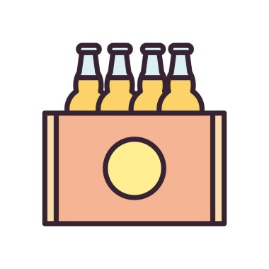 bira şişeleri kutu satırı içinde ve biçim ikonu vektör tasarımını doldur