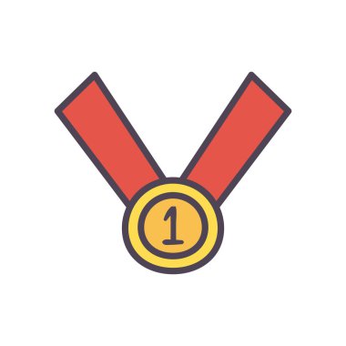 İzole edilmiş madalya çizgisi ve biçim ikonu vektör tasarımı