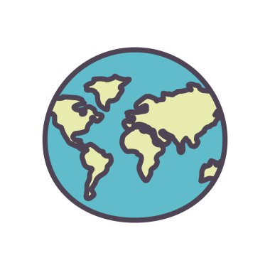 İzole edilmiş dünya küre çizgisi ve biçim ikonu vektör tasarımını doldur