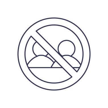 Yasak çizgi biçimi vektör tasarımı ile avatarlar arasındaki sosyal uzaklık