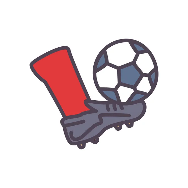 Chaussure de football avec ligne de balle et design vectoriel icône de style de remplissage — Image vectorielle