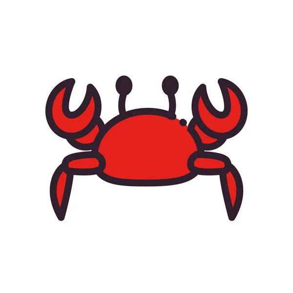 Zee krab vullen en lijn stijl pictogram vector ontwerp — Stockvector