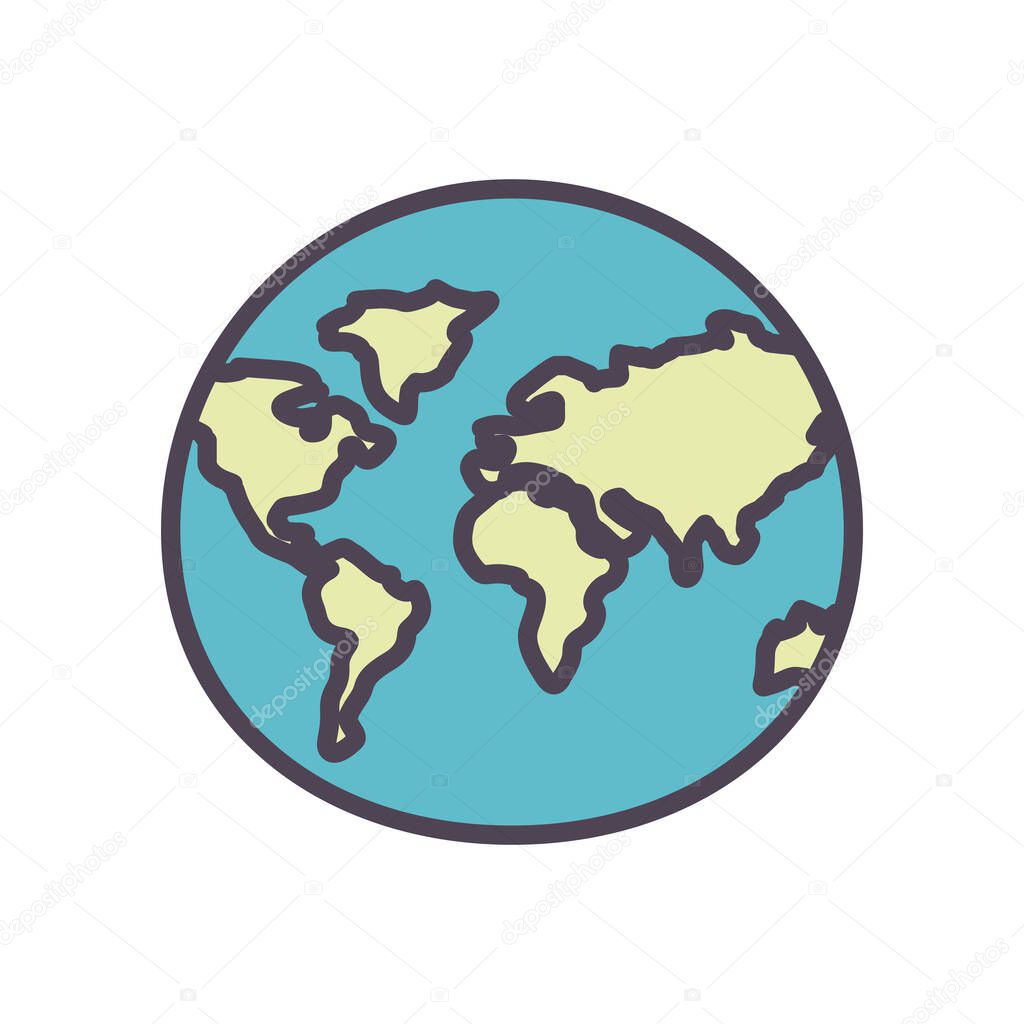 Isolated world sphere line and fill style icon vector design