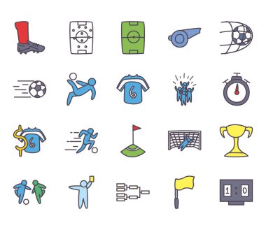 Futbol çizgisi ve doldurma biçim ikonu vektör dizaynı