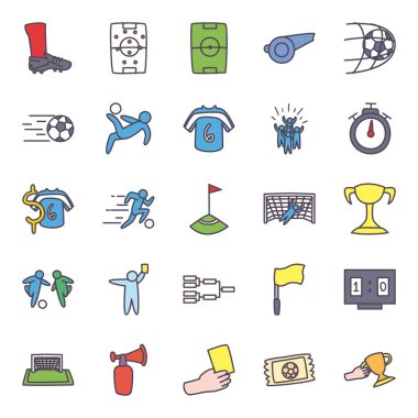 Futbol çizgisi ve doldurma biçim ikonu vektör dizaynı