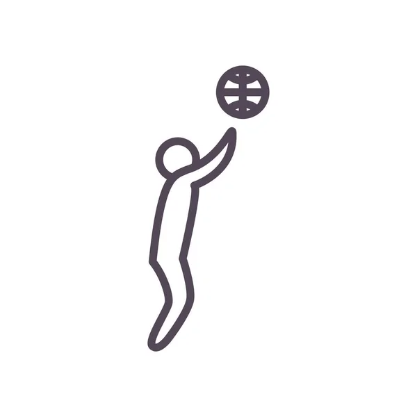 농구 줄 스타일 아이콘 벡터 디자인의 공을 가진 플레이어 — 스톡 벡터