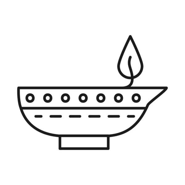 Bougie indienne diwali ligne style icône vectoriel design — Image vectorielle