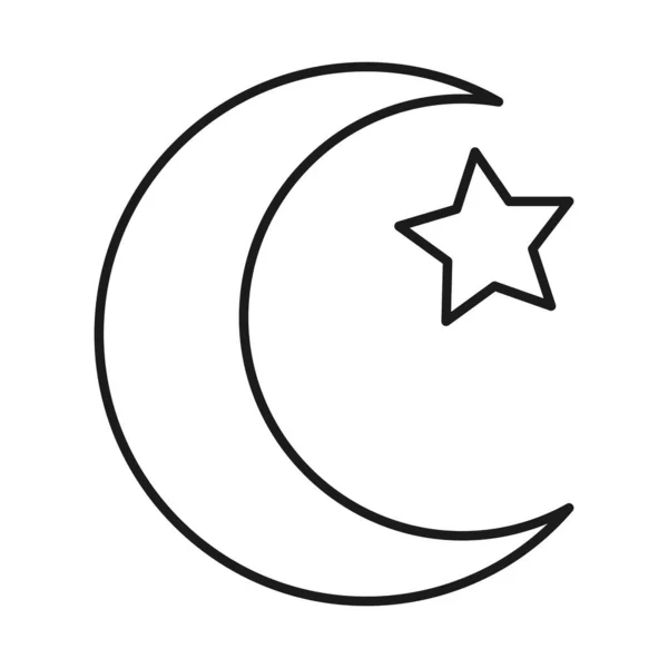 Lua indiana com design de vetor de ícone de estilo de linha estrela — Vetor de Stock