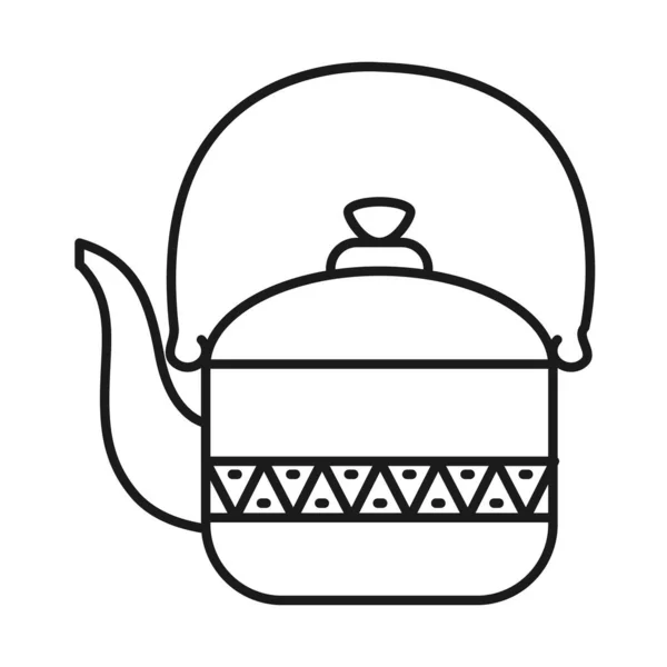 Индийский стиль чайник линии иконка векторный дизайн — стоковый вектор