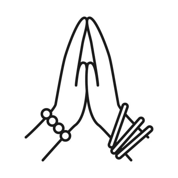 Indiska namaste händer linje stil ikon vektor design — Stock vektor