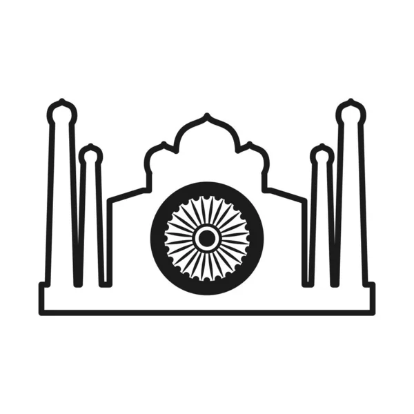 Дизайн иконок в стиле линии мечети Индии — стоковый вектор