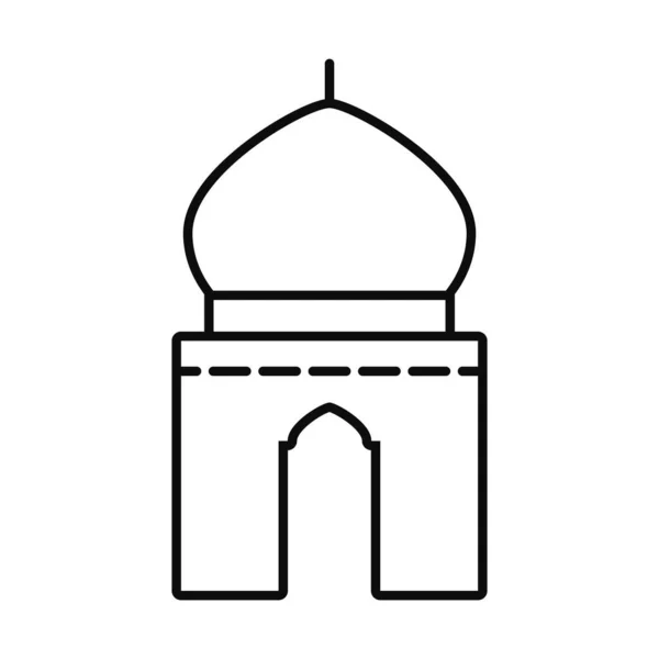 Aïd moubarak mosquée style ligne icône vectoriel design — Image vectorielle