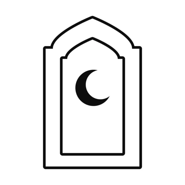 Eid mubarak hold vonal stílus ikon vektor tervezés — Stock Vector