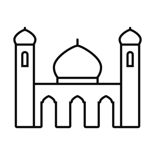 Eid mubarak mezquita línea estilo icono vector de diseño — Vector de stock