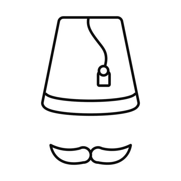 Eid mubarak hat with mustache line style icon vector design — 스톡 벡터