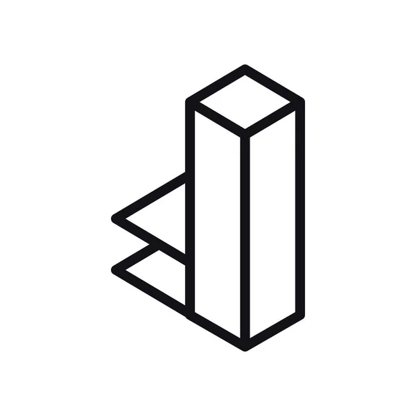 Geometrische en abstracte 3d toren lijn stijl icoon vector ontwerp — Stockvector