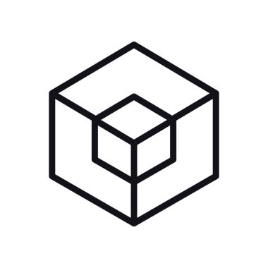 Geometrik ve soyut 3d küp satır biçimi vektör tasarımı