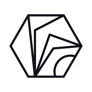 Geometrik ve soyut altıgen çizgi biçim vektör tasarımı