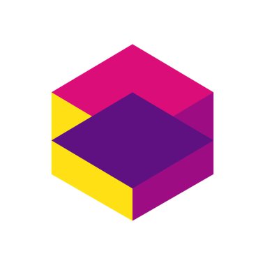 Geometrik ve soyut 3d küp düz biçim vektör tasarımı