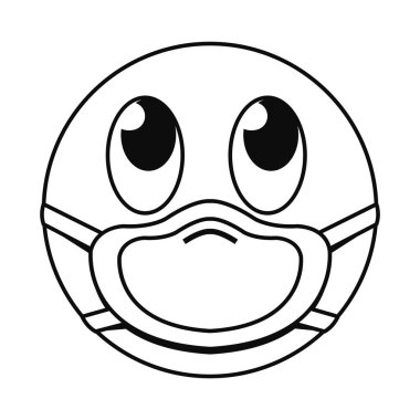 Maske çizgisi biçim vektör tasarımlı yuvarlanan gözler emojisi