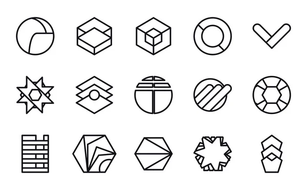 Geometrische und abstrakte 3D-Formen Linie Stil-Symbol Vektor-Design — Stockvektor