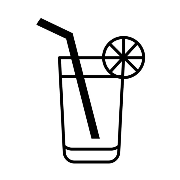 Cocktail con design vettoriale icona stile linea limone — Vettoriale Stock