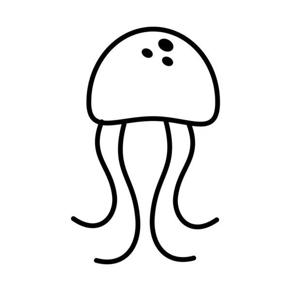 Sea jellyfish line style icon vector design — Stock Vector