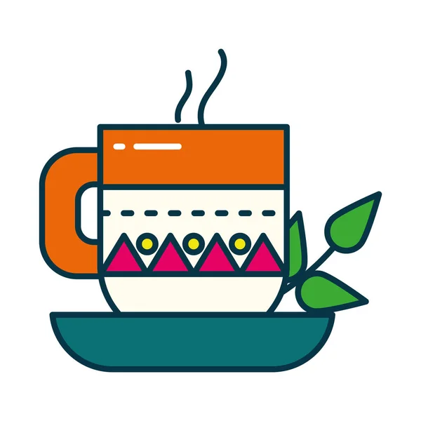 Ligne de tasse de café indienne et design vectoriel icône de style de remplissage — Image vectorielle