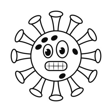 Sırıtan covid 19 virüs emoji çizgisi biçim vektör tasarımı