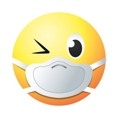 Maske gradyan biçim vektör tasarımı ile göz kırp emojisi