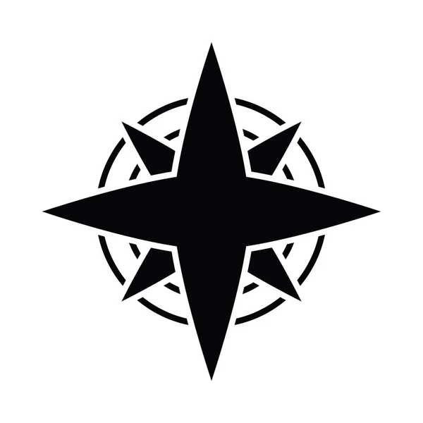 コンパス風バラのシルエットスタイルのアイコンベクトルデザイン — ストックベクタ