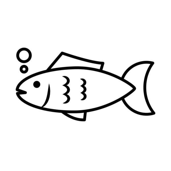 Poisson animal ligne style icône vecteur design — Image vectorielle