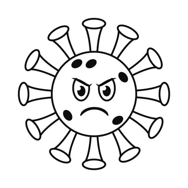 Malo covid 19 virus línea emoji estilo icono diseño de vectores — Vector de stock