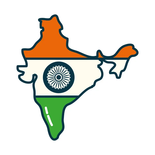 印度地图线条和填充风格图标矢量设计 — 图库矢量图片