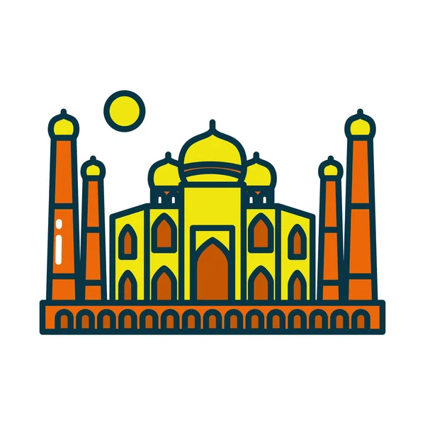 Línea de mezquita india y diseño de vector de icono de estilo de relleno — Vector de stock