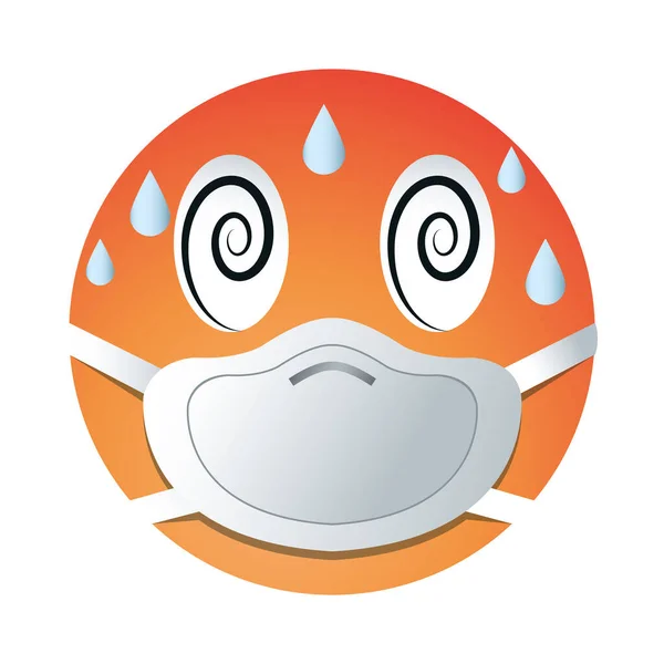 Emoji caldo con maschera gradiente stile icona vettoriale design — Vettoriale Stock