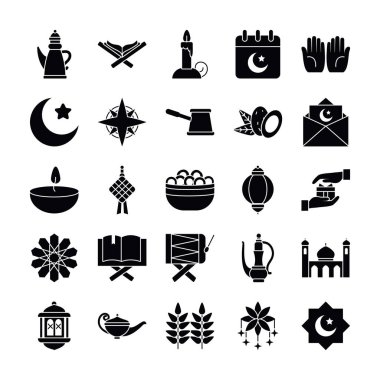 Bayram Mübarek siluet biçim simgesi set vektör tasarımı