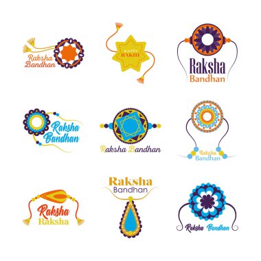 Raksha bandhan bileklikleri vektör tasarımını ayarla