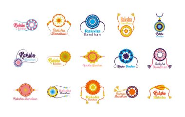 Raksha bandhan bileklikleri vektör tasarımını ayarla